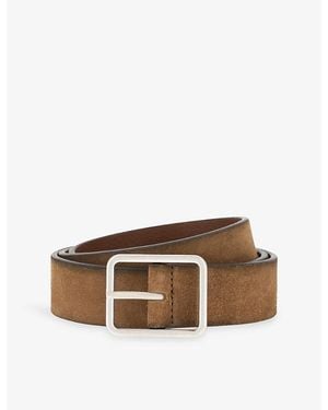 BOGGI Square-Buckle Suede Belt - Brown