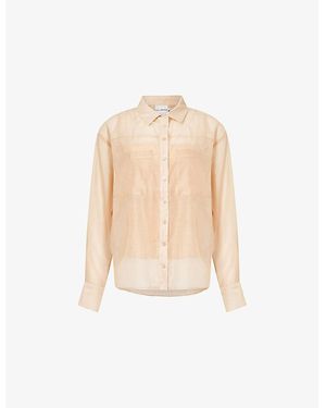 L.A-Space Oversized Embroidered Organza Shirt - Natural