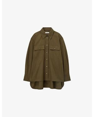 JOSEPH Ranya Relaxed-Fit Cotton-Poplin Blouse - Green