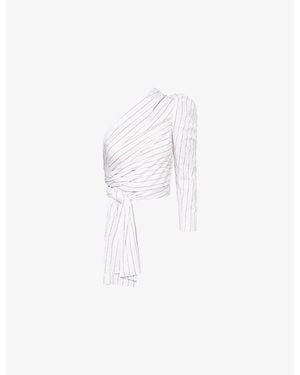 Reem Alkanhal Tarfah Wrap-Around Cotton Top - White