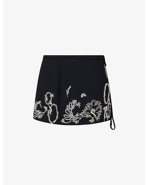 Dries Van Noten Gabrina Jewel-Embellished Woven Mini Skirt - Black