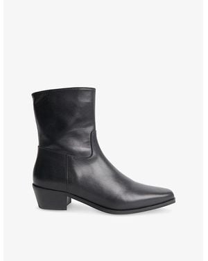 Whistles Western Heeled Leather Ankle Boots - Black
