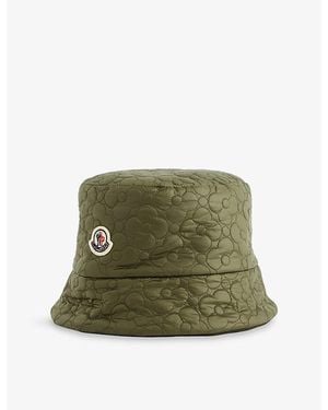 Moncler Kid Brand-Patch Quilted Shell Bucket Hat - Green