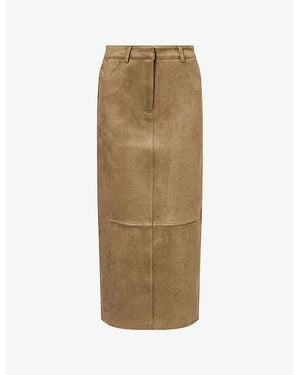 4th & Reckless Lorna Straight Faux-Suede Maxi Skirt - Natural
