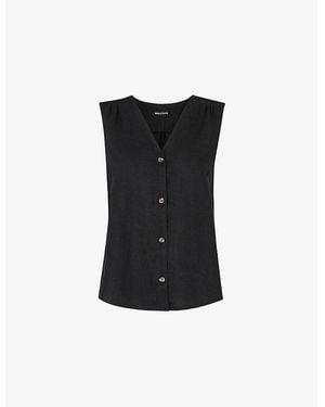 Whistles Laura V-Neck Relaxed-Fit Linen Tank - Black