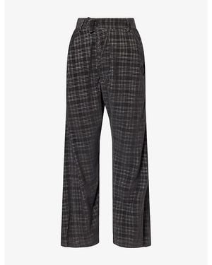 Vivienne Westwood Drunken Straight-Leg Checked Corduroy-Cotton Trousers - Grey