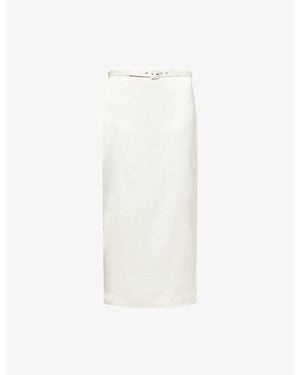 Anna October Aletta Pencil Satin Midi Skirt - White