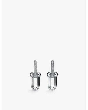 Tiffany & Co. Tiffany Hardwear Double Link 18Ct- And 1.18 Pavé-Diamond Drop Earrings - White