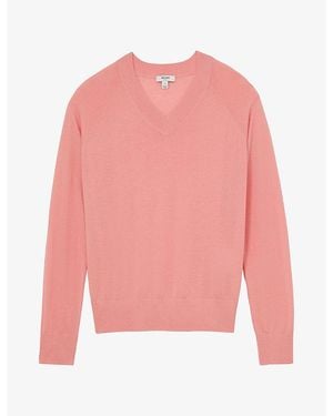 Reiss Paris V-Neck Wool Sweater - Pink