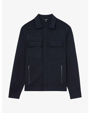 Reiss Fleetwood Double-Pocket Knitted Jacket - Blue
