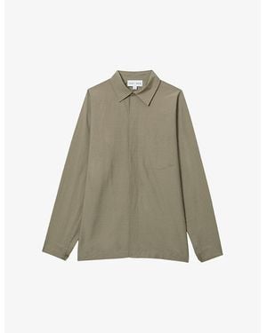 Reiss X 100 Ciels Vero Patch-Pocket Stretch-Cotton Blend Shirt - Green