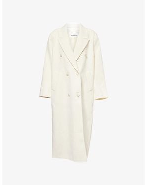 Frankie Shop Jane Long Double-Breasted Woven Coat - Natural