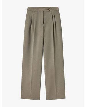 Whistles High-Rise Straight-Leg Wool-Blend Trousers - Grey