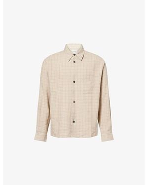 FRAME Check-Print Plaid Linen-Blend Shirt - Natural