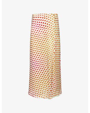 Dries Van Noten Susya Polkadot Silk Midi Skirt - Metallic
