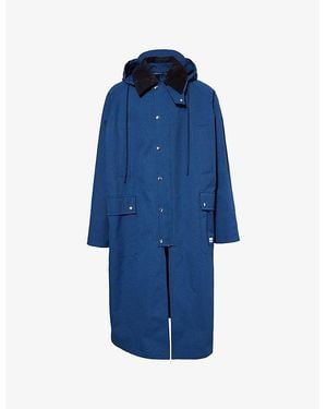 Gucci Detachable-Collar Hooded Cotton-Canvas Coat - Blue