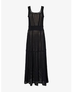 ME+EM Scoop-Neck Pointelle-Knit Maxi Dress - Black