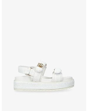 Steve Madden Bigmona Raffia Flat Sandals - White