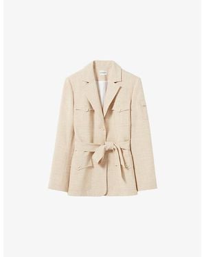 Claudie Pierlot Belted Safari Woven Jacket - Natural