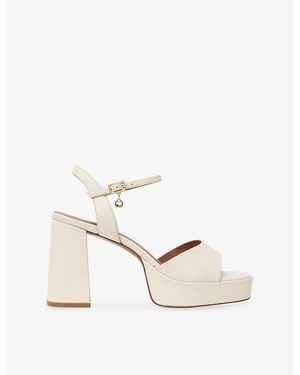 Maje Platform Heeled Leather Sandals - White