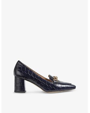 LK Bennett Johanna Snaffle-Embellished Croc-Effect Leather Courts - Blue