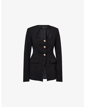GOOD AMERICAN Sculpted Square-Neck Stretch-Woven Blazer - Black