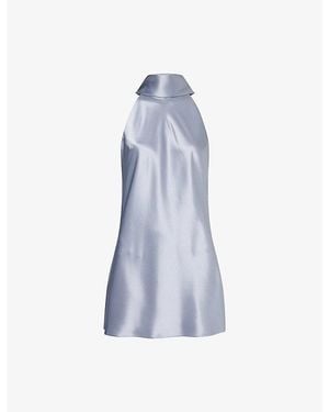 Galvan London Sienna Halter-Neck Satin Mini Dress - Blue