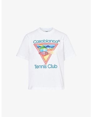 CASABLANCA Tennis Club Printed Cotton-Jersey T-Shirt - White