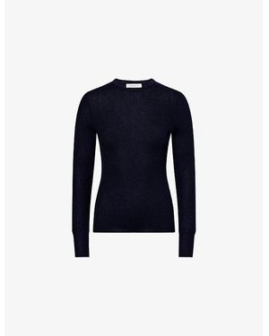 Gabriela Hearst Ribbed Long-Sleeves Cashmere And Silk Top - Blue