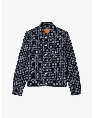 Sandro Square Cross Denim Jacket - Blue