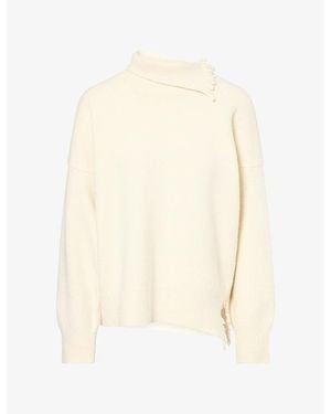 RÓHE Frames Turtleneck Fringed Wool-Blend Jumper - Natural