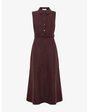 Phase Eight Elspeth Belted Linen-Blend Midi Dress - Purple