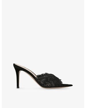 Gianvito Rossi Claudia Lace And Suede Mules - Black