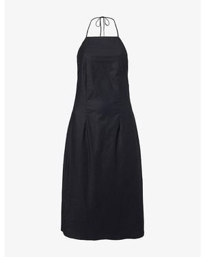 Reformation Amarena Halterneck Cotton Midi Dress - Blue