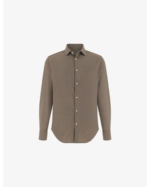 BOGGI Slim-Fit Regular-Fit Stretch-Twill Shirt - Brown