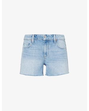 PAIGE Dylan Raw-Hem Mid-Rise Denim Shorts - Blue