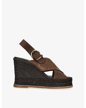 Castañer Betina Suede Wedge Sandals - Brown