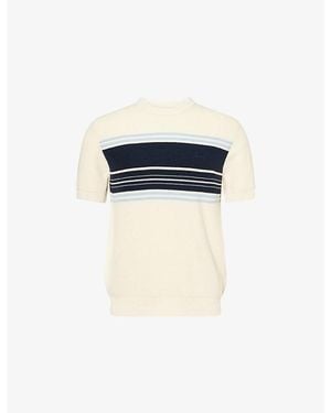GANT Striped Logo-Embroidered Cotton Sweatshirt - Blue