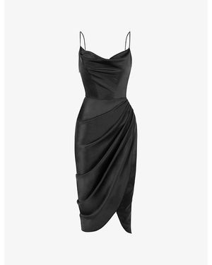 House Of Cb Reva Corset Satin Midi Dress - Black