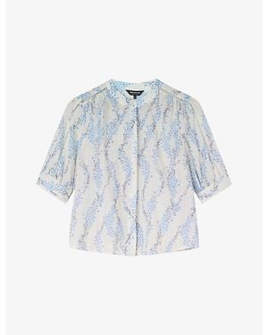 Whistles Textured Ditsy-Stem Woven Shirt - Blue