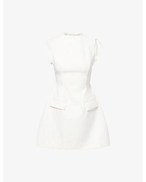 Odd Muse High-Neck Cap-Sleeve Woven Mini Dress - White