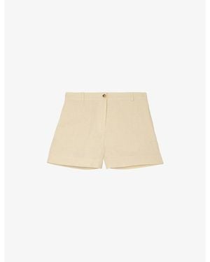 The Kooples Straight-Leg Mid-Rise Linen Shorts - Natural
