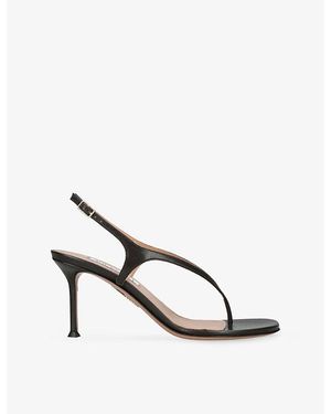 Aquazzura Bikini Thong 75 Leather Heeled Sandals - Brown