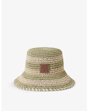 Mulberry Horizontal Striped Raffia Bucket Hat - Natural