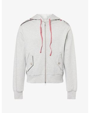 Oscar Ouyang Military Stripe Panel Cotton-Jersey Hoody - White