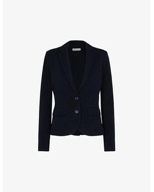 Whistles Slim-Fit Single-Breasted Cotton-Jersey Jacket - Blue