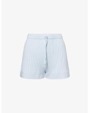 The Couture Club Contrast Ribbed Knitted Shorts - Blue