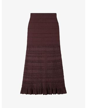 Sandro High-Rise Pointelle Knitted Maxi Skirt - Brown