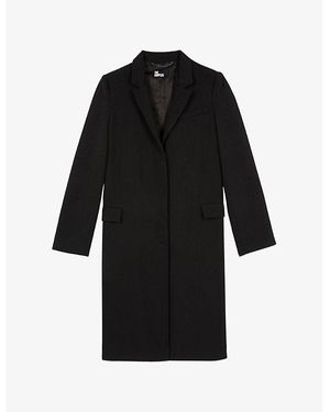 The Kooples Single-Breasted Notch-Collar Wool-Blend Coat - Black