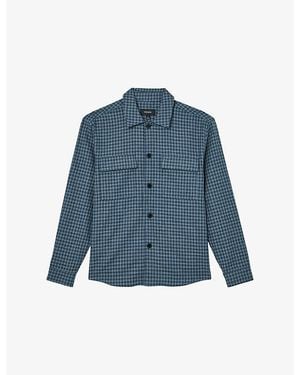 Reiss Sever Checked Cotton And Linen Shirt - Blue